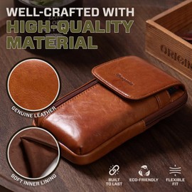 Hengwin Genuine Leather Crossbody Bag for Men/Women, Small Messenger Bag Cell Phone Purse Shoulder Holster Passport Pouch (Brown)