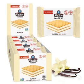 Rip Van Vanilla Keto Wafer Cookies, Healthy Vegan Snack, Non GMO, Low Carb, Low Sugar (1g), Low Calorie, 16 Count