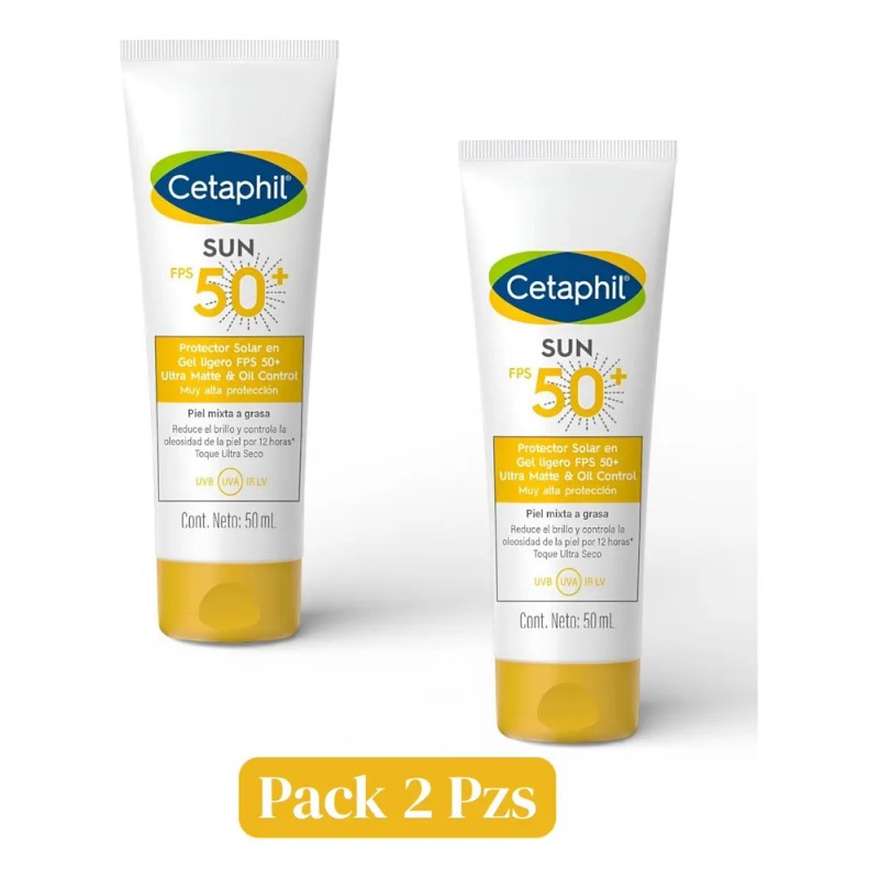 Pack 2 Protector Solar Facial Cetaphil Sun Fps 50+ Gel
