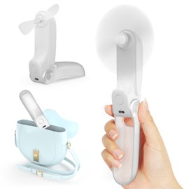 Koonie Portable Handheld Fan, Foldable Mini Hand Held Fan for Travel, Small Pocket Fan for Women, Battery Operated Fan with 8 Working Hours for Indoor Outdoor White