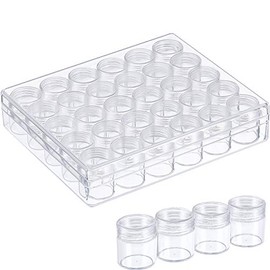 Blulu Clear Plastic Bead Storage Containers Set with 30 Pieces Storage Jars Diamond Painting Accessory Box Transparent Bottles with Lid for DIY Diamond, Nail and Other Small Items (1.15 x 1 Inch)