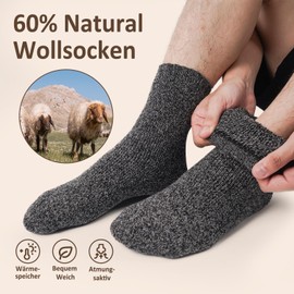 FORVEVO Men's Thermal Socks, 5 Pairs, 60% Wool Socks, Warm Winter Socks, Breathable Hiking Socks for Women, Multicolor01