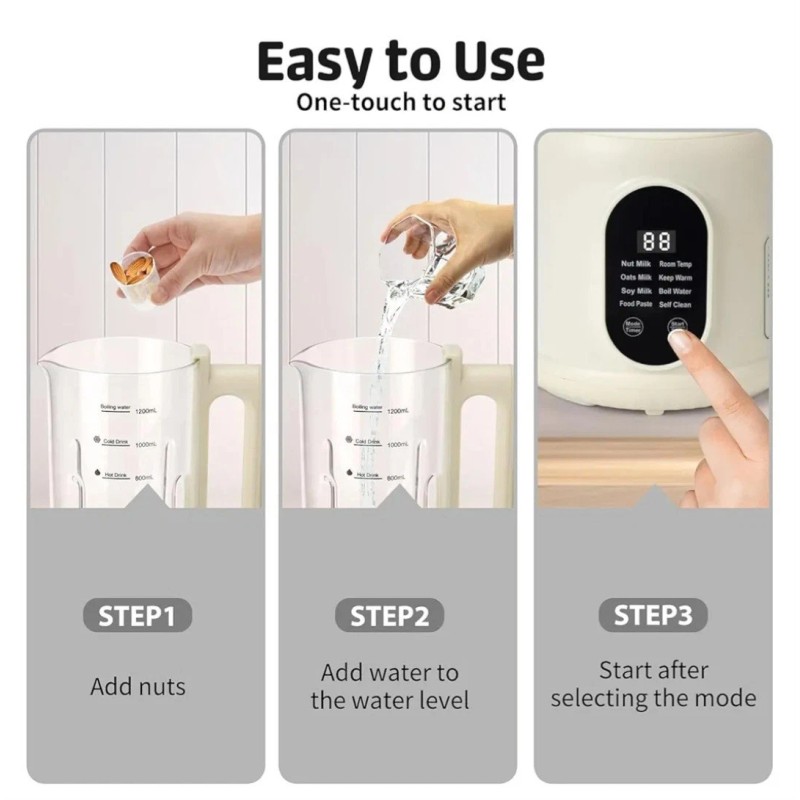 Dfjkjuu 8 in 1 Low Noise Nut Milk Maker. Multifunctiona