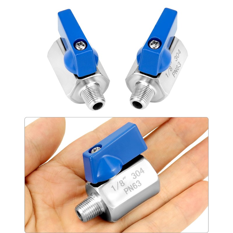 QWORK Mini Ball Valve, 4 Pack 1/8" Female & Male