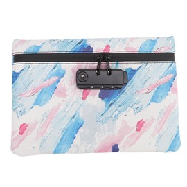 Smell Proof Bag PU Leather Reinforced Stitching Waterproof Zipper Closure Odor Proof Pouch with Password Lock Colorful