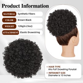 HANYUDIE Drawstring Ponytail Afro Puff Ponytail for Black Women Synthetic Short Afro Kinkys Curly Afro Bun Extension Hairpieces