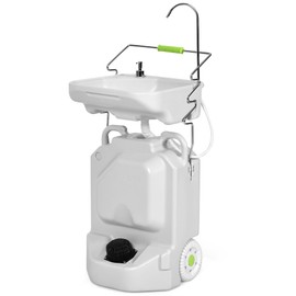 YITAMOTOR 38L Portable Camping Sink, Portable Hand Washing Station with Adjustable Wash Basin, Large Wheels, Foot Pump, Towel Holder Soap Dispenser for Outdoors, Garden, Camping, Worksites, Camping