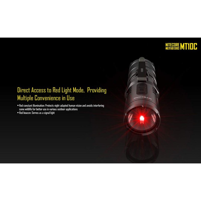 Nitecore MT10C 920 Lumen Multitask Tactical Flashlight with Red Light,