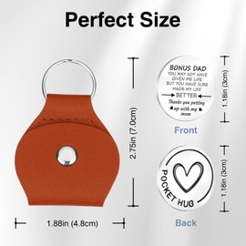 OXYEFEI Pocket Hug Token Gifts for Step Dad Fathers Day Gift Bonus Dad Gifts from Daughter Son with Leather Keychain