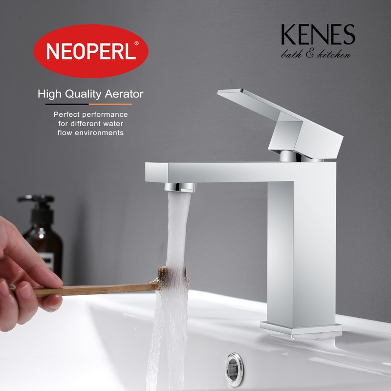 KENES Chrome Bathroom Faucet Single Handle Bathroom Sink Faucet Lavatory