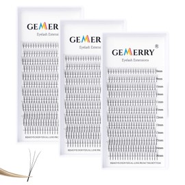 3 Pieces GEMERRY 3D 5D 8D 10D 12D 14D Eyelash Extensions, Ready to Use, Fan Volume Lashes 0.07 mm