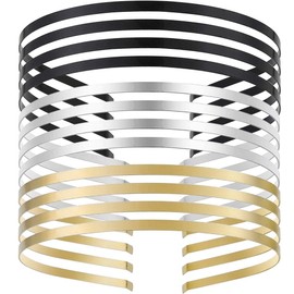 Onwon 12 Pieces Smooth Metal Headbands Frames in Silver Gold and Black Tone for DIY Tiara Base Blank Hairband Head Bands 3 Colors 5mm
