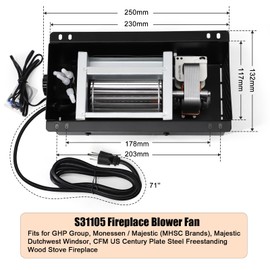 Criditpid S31105 Blower with Thermostat, Wood Stove Blower Fan for GHP Group, Monessen/Majestic (MHSC Brands), Majestic Dutchwest Windsor, CFM US Century Plate Steel Freestanding Wood Stove Fireplace.