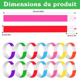 LOMIMOS 700 Stück Armbänder, aus Papier, wasserdicht, Identifikationsarmbänder, Eingangsarmband, bunt, für Partys, Musikfestivals, Veranstaltungen, Clubs, Konzerte
