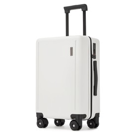 Ruausine 20 Inch Carry-on Luggage, 22x14x9 Airline Approved Carry on Luggage, Hard Shell Small Rolling Carry on Suitcase with Spinner Wheels TSA Approved for Travel (White, 20 Inch)