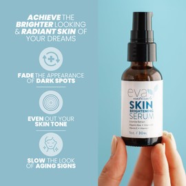 Eva Naturals Skin Brightening Serum – Dark Spot Corrector for Face & Body with Licorice Extract, Vitamin C, Peptides & CoQ10 – Targets Uneven Tone, Sun Spots & Age Spots - 1 Fl Oz