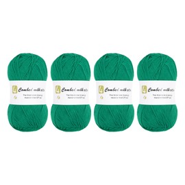 Rebower Cotton Yarn, 60% Cotton, 40% Acrylic Soft Knitting Yarn [for Hand DIY Bag Cushion Crocheting Knitting ] -4 Packages of 100g/3.52oz(Per Skein 100g/361yards)/Green