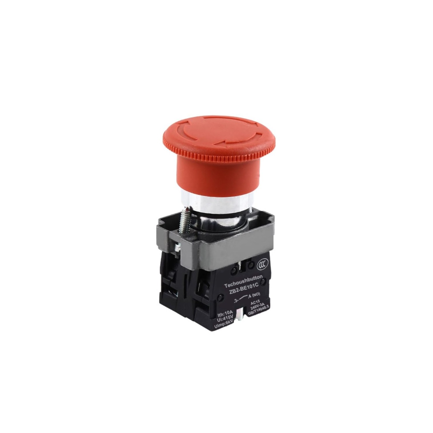 Heyiarbeit 600V 10A Emergency Stop Push Button Switch ZB2-BE101C Self ...