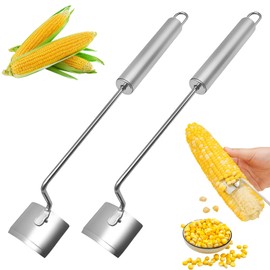 Corn Cob Stripper,2025 NEW Long Handle Stainless Steel Corn Stripping Tool,Fast Corn Peeler for Corn,Suitable for Home Kitchens, Restaurant Chefs, Outdoor Dining Enthusiasts(2PCS)