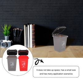Healeved Creative Desk Bin Trash Can Shape Pen Organizer Lid Easy to Open Close Storage Basket for Stationery