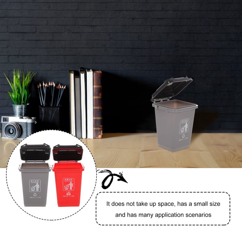 Healeved Creative Desk Bin Trash Can Shape Pen Organizer Lid