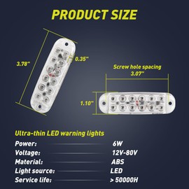 Sidaqi Surface Mount DC12-80V 12LED Emergency Flashing Strobe Lights for Truck Car Vehicle LED Mini Grille Lights Waterproof Warning Hazard Blue Strobe (Pack of 6)