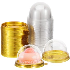 iplusmile 100 Juegos de Cajas Redondas de Plástico Transparente para Cupcakes, Mini Caja de Embalaje para Pasteles de Postre Individuales para Bodas, Fiestas, Regalos de Cumpleaños, Muffins