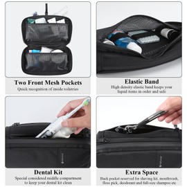 Purevave Large Compact Mens Toiletry Travel Bag Hanging, Mens Dopp Kit for Travel Waterproof, Wash Pouch Black