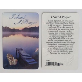 Prayer Cards I Said a Prayer Laminated Religious ~ Silver Foil Motif Wallet Size