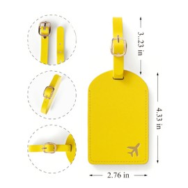 toTravelGear Luggage Tags for Suitcases, PU Leather Travel Tags for Luggage. (Lemon Yellow)