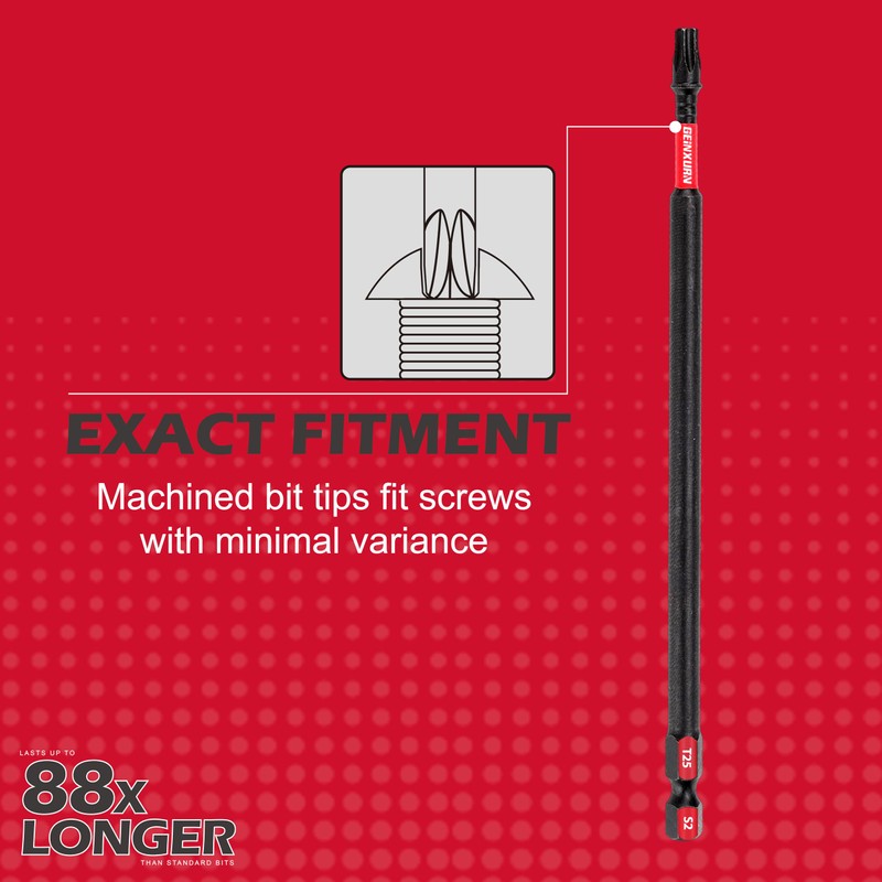 GEINXURN 10Pack Impact Tough #25 Torx 6 in. Insert Driver