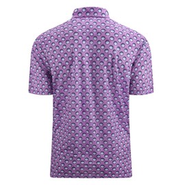 Alex Vando Mens Golf Shirt Moisture Wicking Quick-Dry Print Performance Polo Shirts for Men,Purple Golf Ball,XXL
