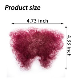 INFTOYCO Fake Private Hair Handmade Full Lace Biniki Body Hair, Invisible Realistic Corporal Hairs Fake Chest Hairs Mustache for Men and Women (Wine Red)
