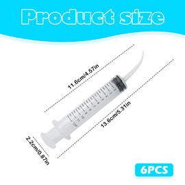 6 Pack 12cc Dental Irrigation Syringes ,Curved Tip Oral Care Tools for Cleaning, Feeding, and Tonsil Stone Removal