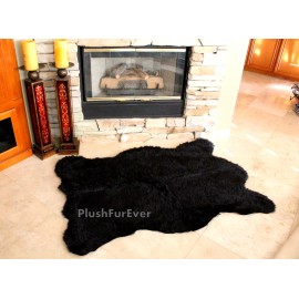 PlushFurEver 3'x5' Californian black bear faux fur rug bearskin realistic shape shaggy