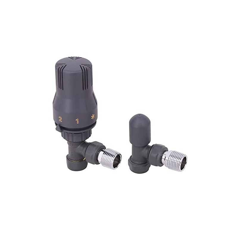NRG Angled Thermostatic Radiator Valve and Manual Angled Valves 15mm