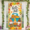 BlissYard Hello Fall Door Cover Thanksgiving Backdrop Gnomes Blue Truck