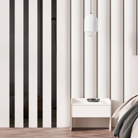 uxcell 30 Pcs Striped Mirror Stickers, 1.97'' x 11.8'' Mirror Wall Stickers Self Adhesive Acrylic Wall Decals Peel and Stick Mirror Strips Removable for Home Art Wall Decor, Black