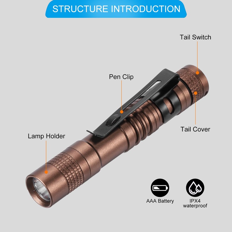 PATIKIL Mini Flashlight with Clip, Ultra Lightweight Small LED Penlight,