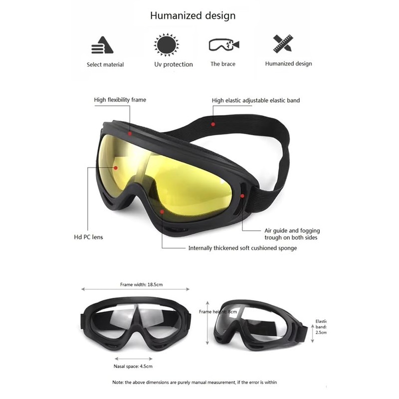 Omana Safety Goggles, Single frame with 5 lenses, Windproof Dustproof