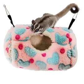 Litewoo Sugar Glider Sleeping Pouch Small Animal Hammock, Hanging Bed Warm Cotton Nest for Rat Hamster Gerbil Sugar Glider Chinchilla Squirrel Guinea Pig (Pink)