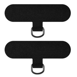 FOWEROTY 2 PCS Clip for cell phone lanyards and wrist straps, phone lanyard crossbody, Anti-Loss Hanging Metal Ring Replacement Patch Pad for Mobile Smartphone Safety Lanyard Wrist Strap (Nylon Black)