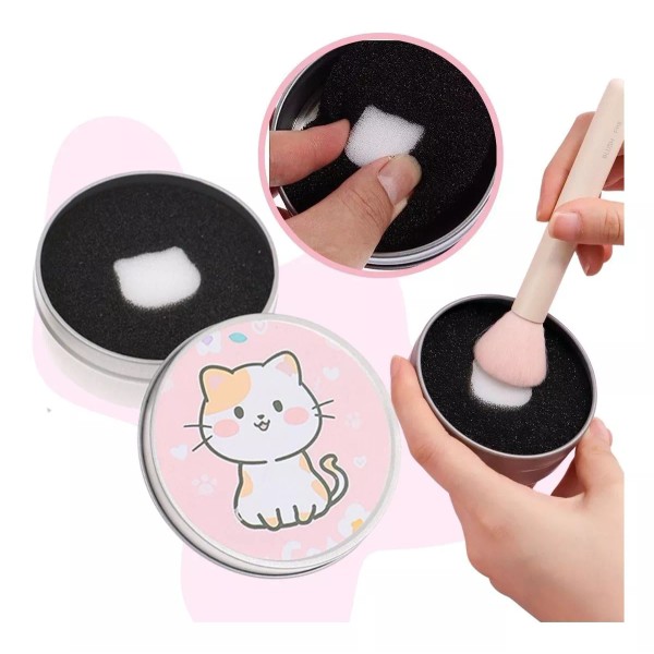Veraly 2 Estuche Limpia Brocha Seco Maquillaje Esponja Ecológico