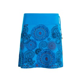 Vishes Short women's skirt with mandalas, handmade from 100% cotton, with pockets, ideal for warm and cold months, sustainable alternative clothing, blue, 38