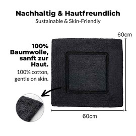 etérea Kiara Cotton Bath Mat, Toilet Mat, Washable Ökotex 100 Certified, Soft, Fluffy and Low Harmful In Size 60 x 60 cm and in Black