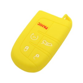 SEGADEN Silicone Cover Protector Case Holder Skin Jacket Compatible with Jeep Dodge Chrysler 5 Button Smart Remote Key Fob 4+1 BTN CV4750 Yellow