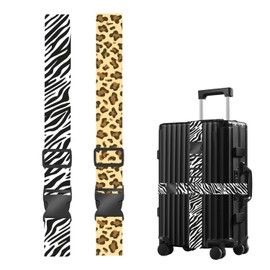 2 Stück Luggage Strap, Gepäckgurt, Koffergurt, Kofferband, Leopardenmuster, Zebra-Print, Design Koffergurte, Gepäck Schnell Identifizieren Und Schützen,für Rucksack, 22-26 Zoll Koffer