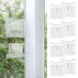 Viaky 8PCS Child Proofing Safety Lock Sliding Door Locks Baby Proof Closets Patio Bathroom Kitchen Door Glass Window Locks Childproof Pets Latch (Transparent)
