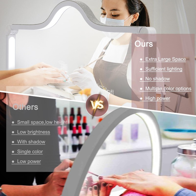 Half Moon Light for Nail Desk, 34.5In Foldable Square Nail