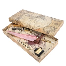 Quill Pen Set Feather Writing Drawing Dip Pen Students Teacher Antique Calligraphy Vintage GiftDeep Pink